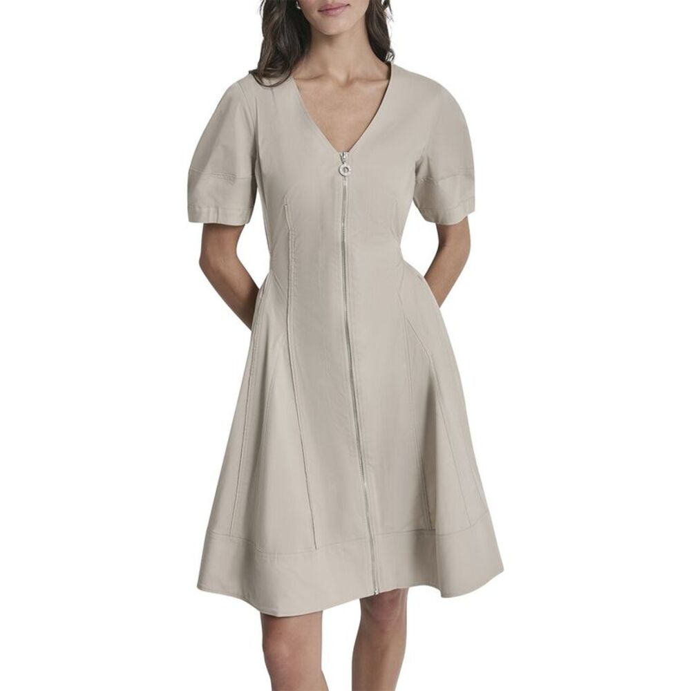 Dkny Womens Lantern Silky Stretch Poplin Dress, Purple